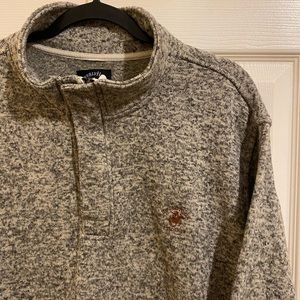 Retro Y2K Beverly Hills Polo Club Heather Grey/Brown Quarter Zip Fleece Pullover